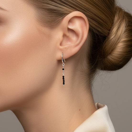 Black Spinel Dangle Earrings