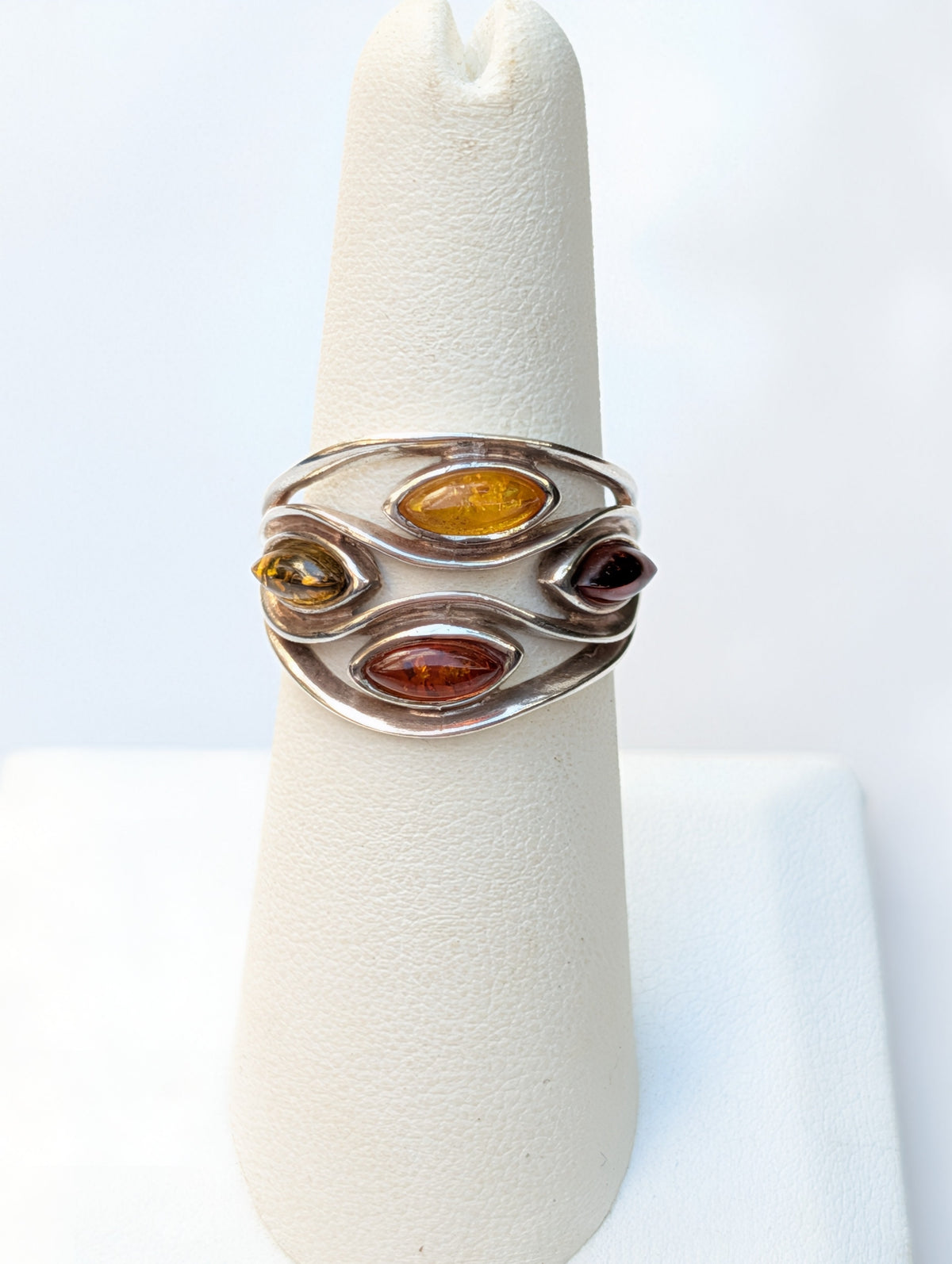 Amber Current Ring — Baltic Amber & Sterling Silver