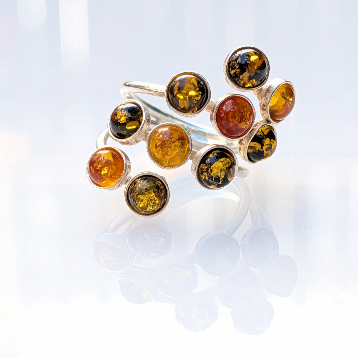 Amber Garden Ring — Baltic Amber & Sterling Silver