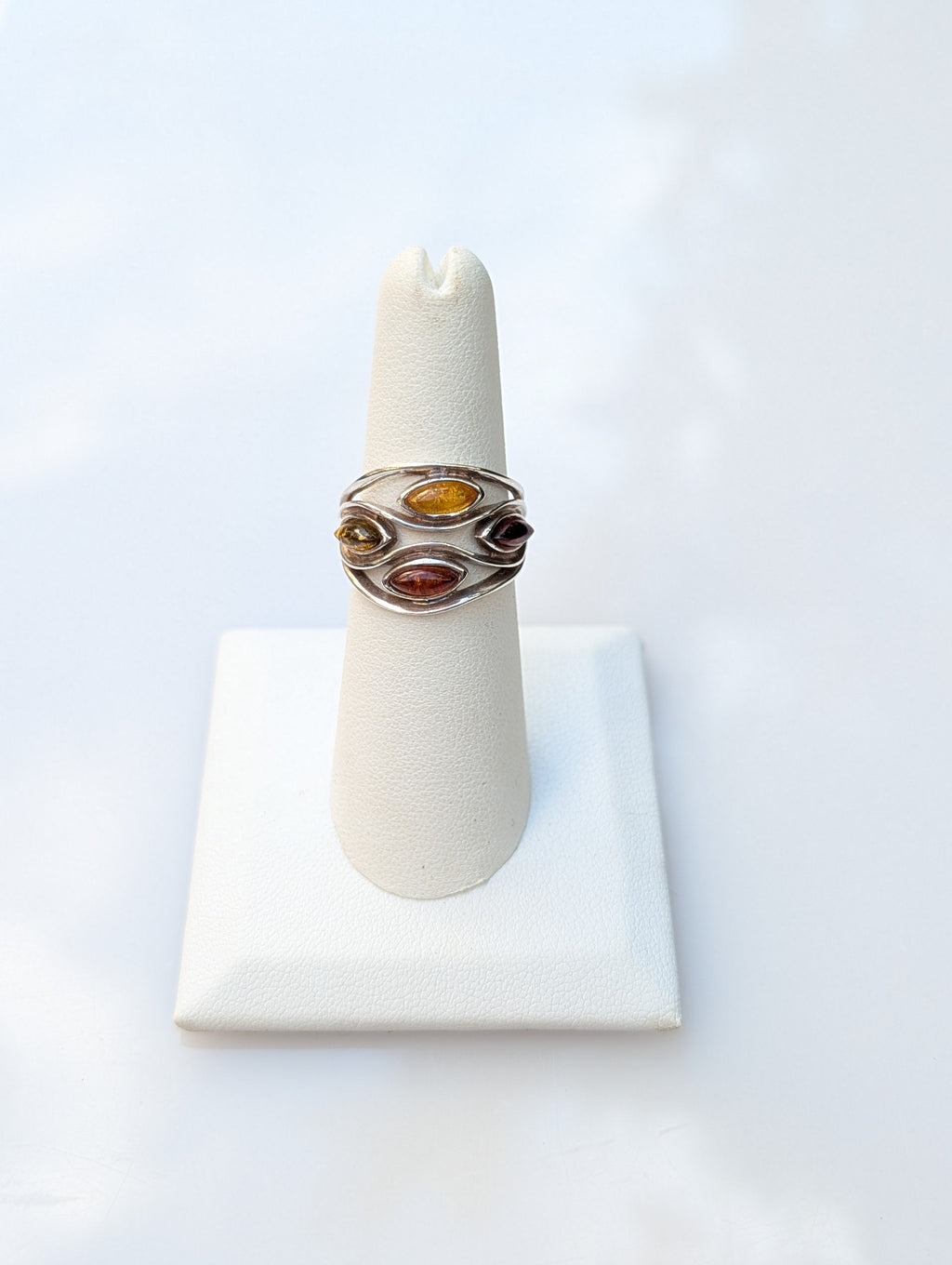 Amber Current Ring — Baltic Amber & Sterling Silver