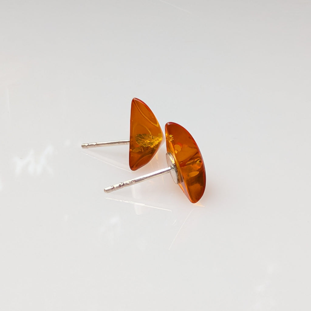 Amber Delta Studs — Baltic Amber & Sterling Silver