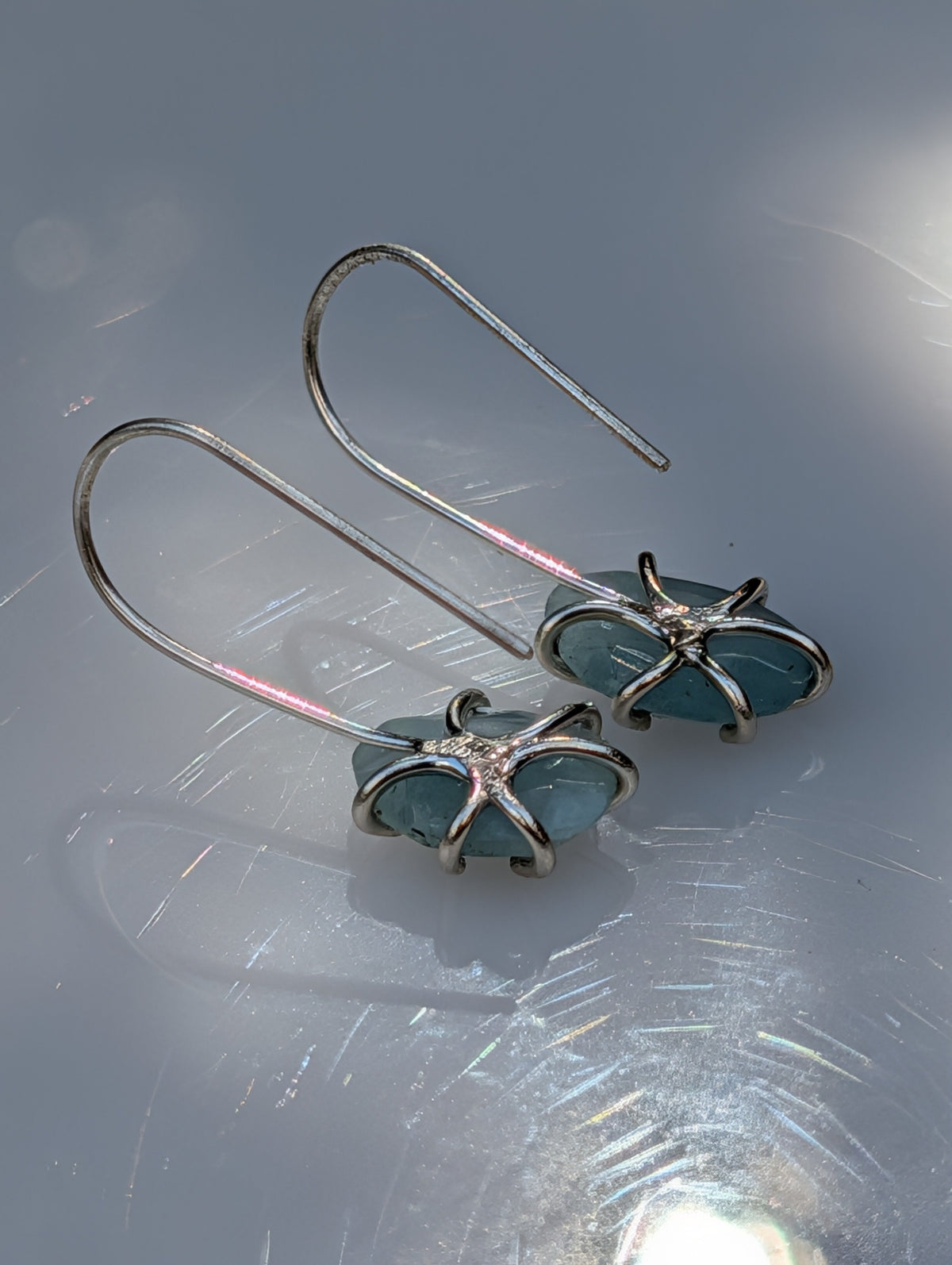Tidal Grace Earrings – Aquamarine Beryl, Sterling Silver | Pair A