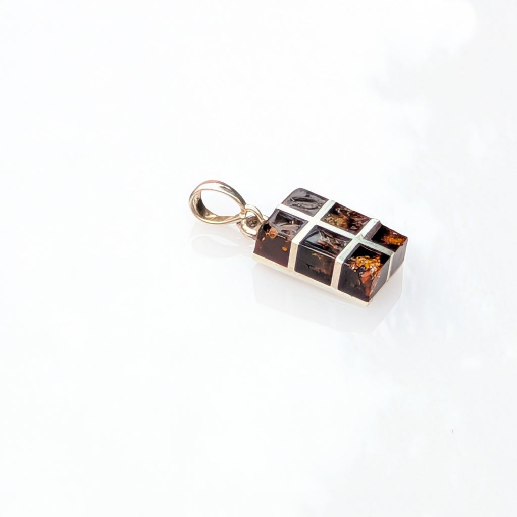 Golden Axis Pendant — Baltic Amber & Sterling Silver