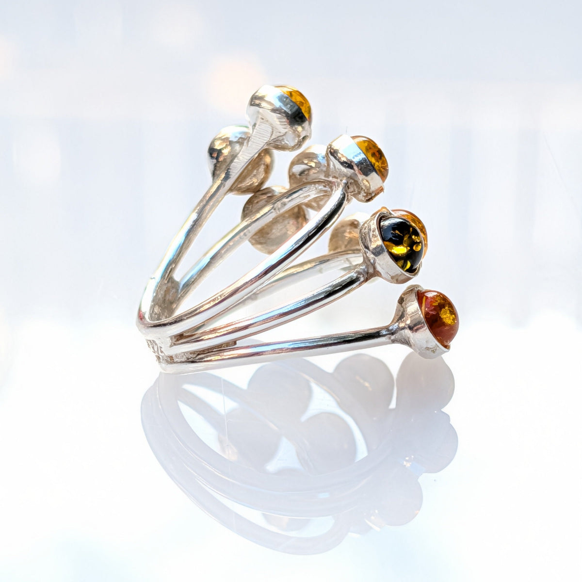 Amber Garden Ring — Baltic Amber & Sterling Silver