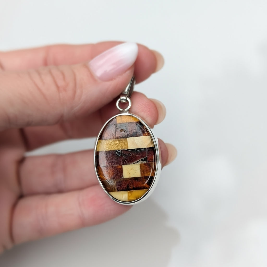 Solar Tapestry Pendant — Baltic Amber & Sterling Silver