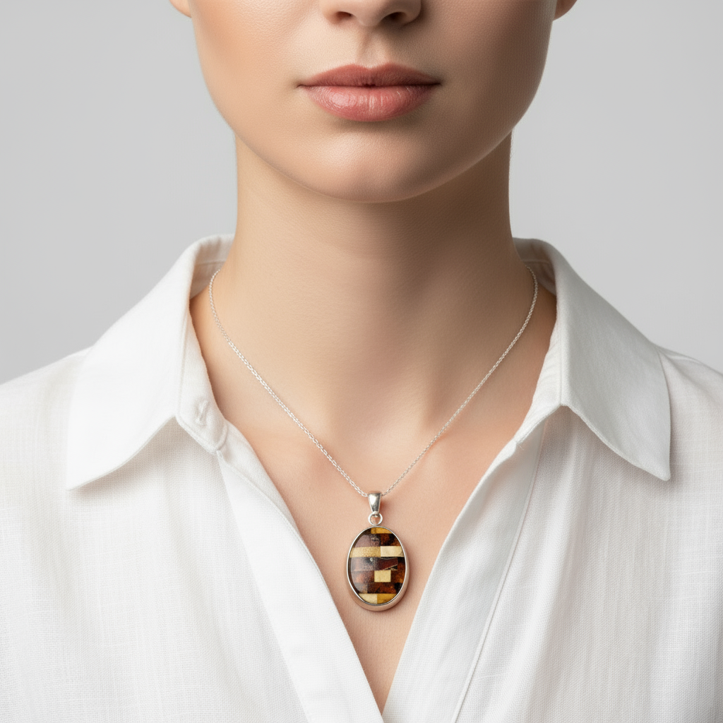 Solar Tapestry Pendant — Baltic Amber & Sterling Silver