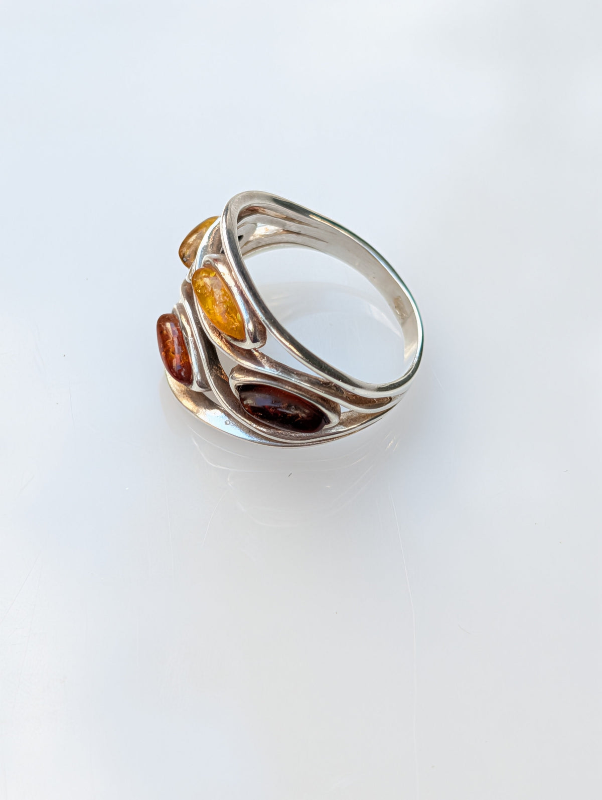 Amber Current Ring — Baltic Amber & Sterling Silver