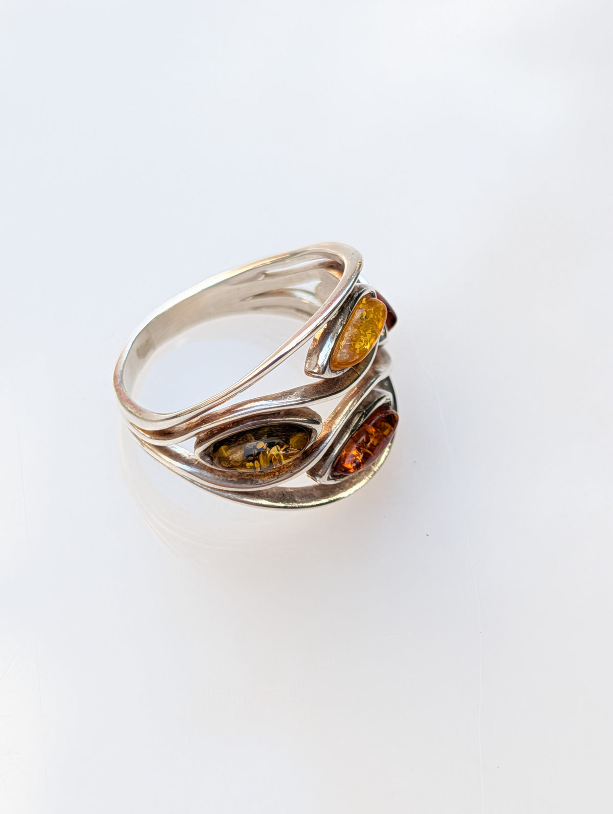 Amber Current Ring — Baltic Amber & Sterling Silver