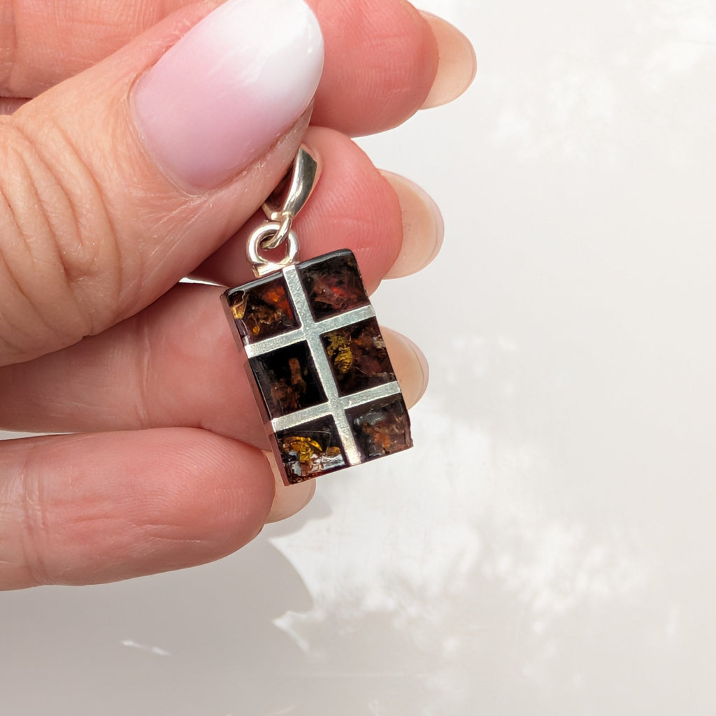 Golden Axis Pendant — Baltic Amber & Sterling Silver