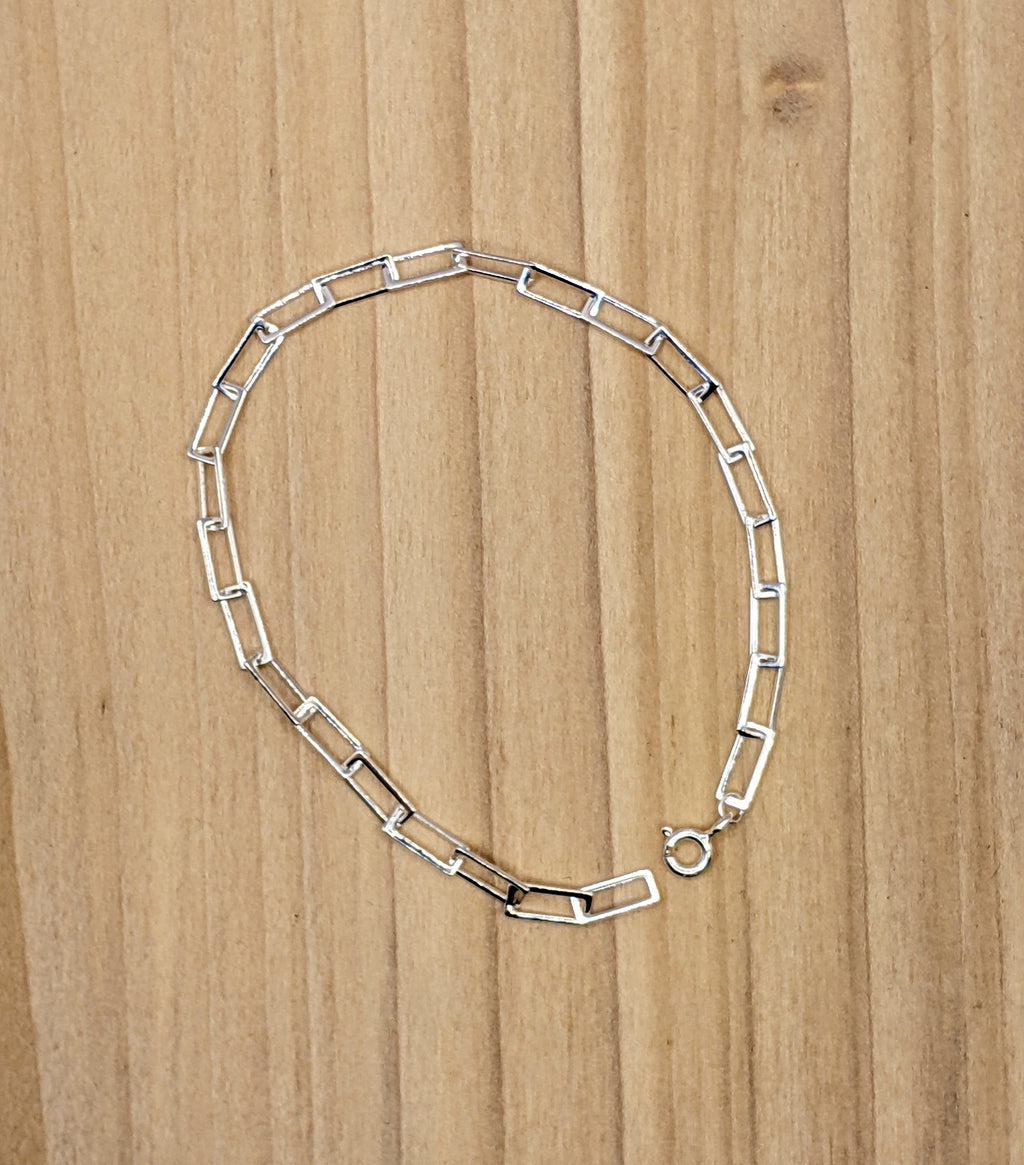Rectangle Link Bracelet — Sterling Silver