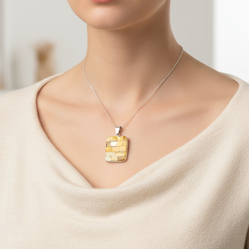 Temple of Light Pendant — Baltic Amber & Sterling Silver