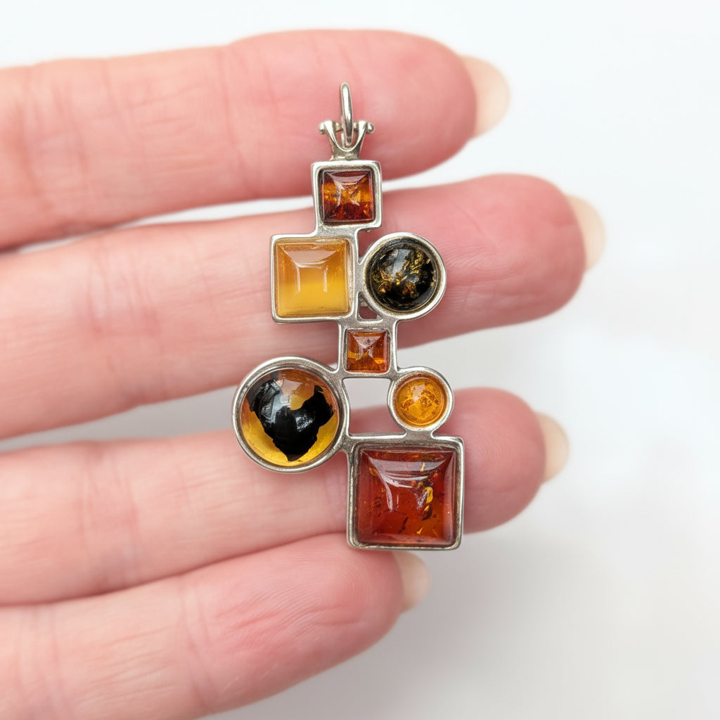 Amber Constellation Pendant — Baltic Amber & Sterling Silver