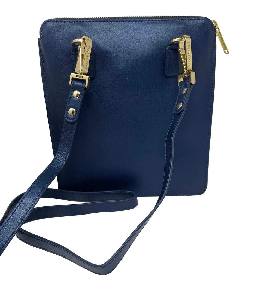 Petit Sac Bandoulière en Cuir véritable Stella, Marine