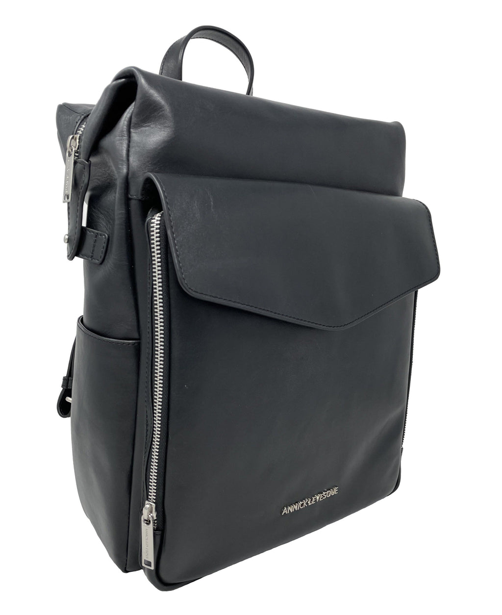 Grand Sac à dos en Cuir véritable Noir | Léanne