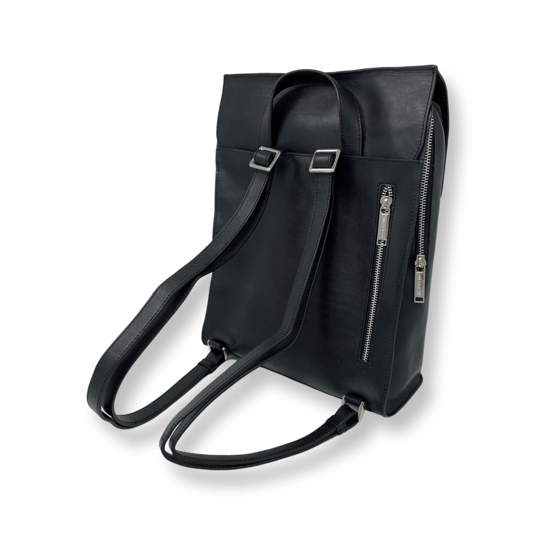 Sac à dos en cuir véritable noir, Antoinette