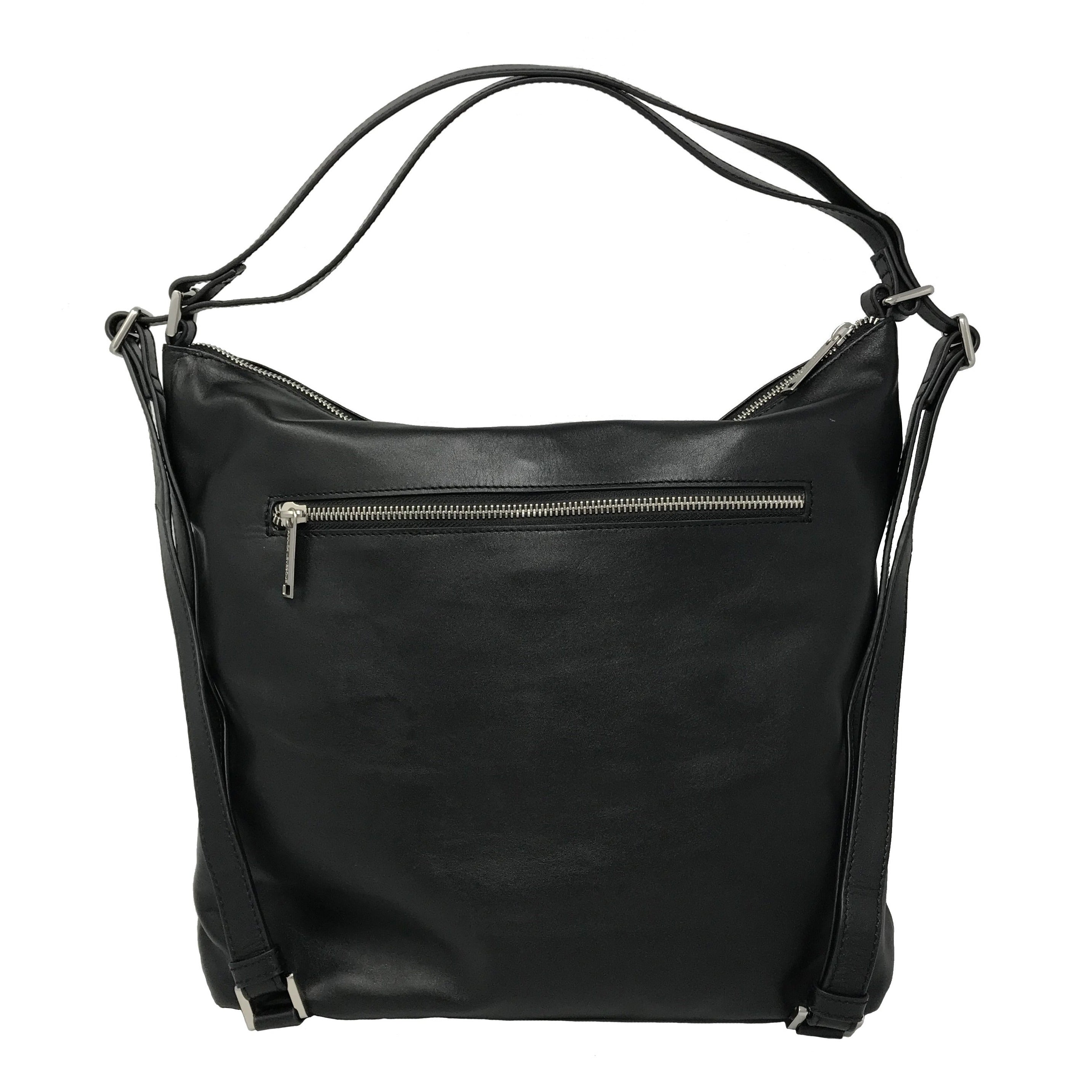 Sac à main en Cuir véritable Transformable Noir - Alexandra
