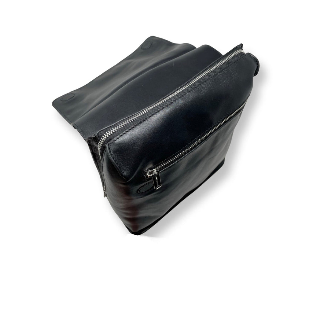 Sac à dos en cuir véritable noir, Antoinette