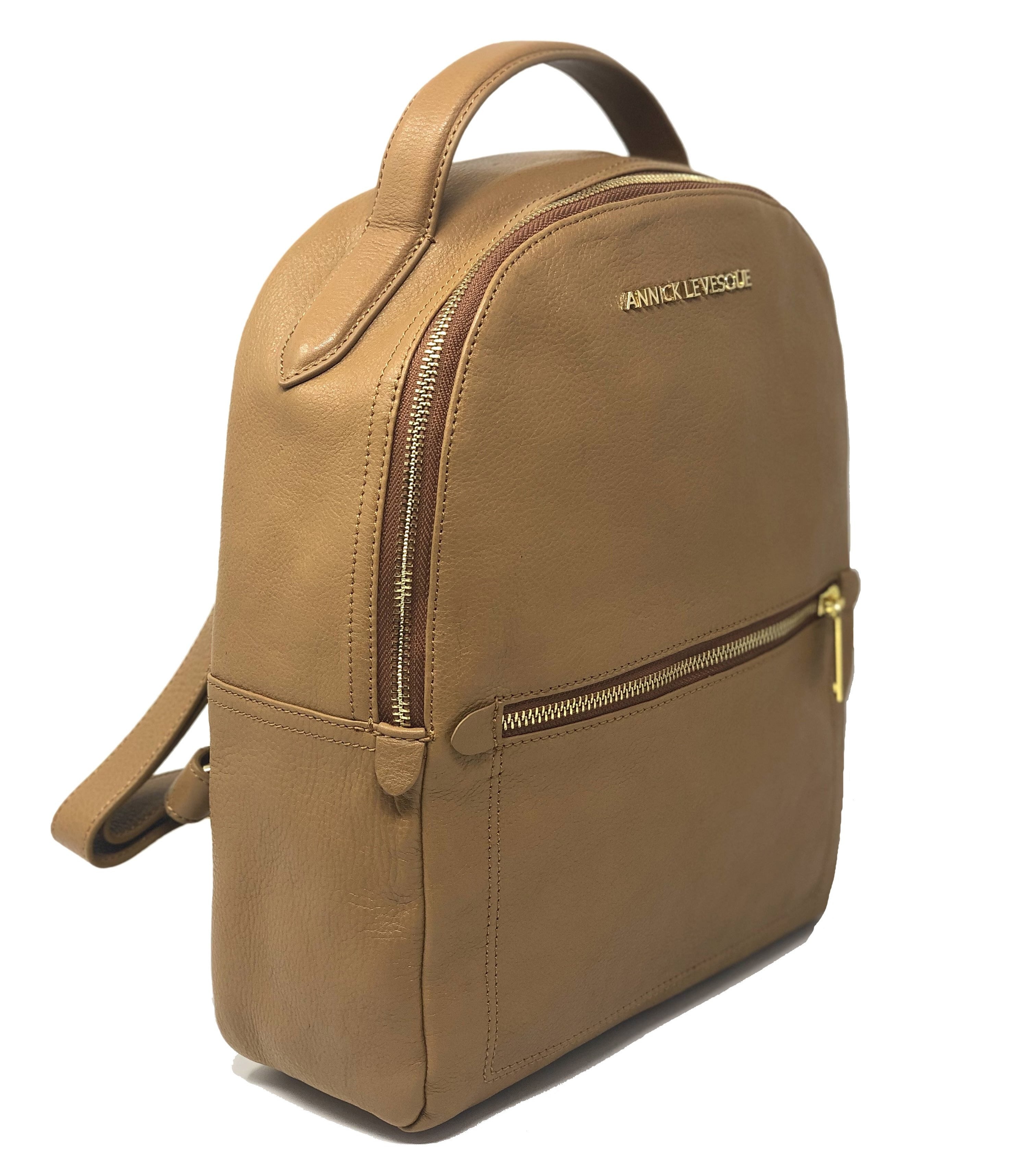 Sac à dos en Cuir Véritable Tan | Eve