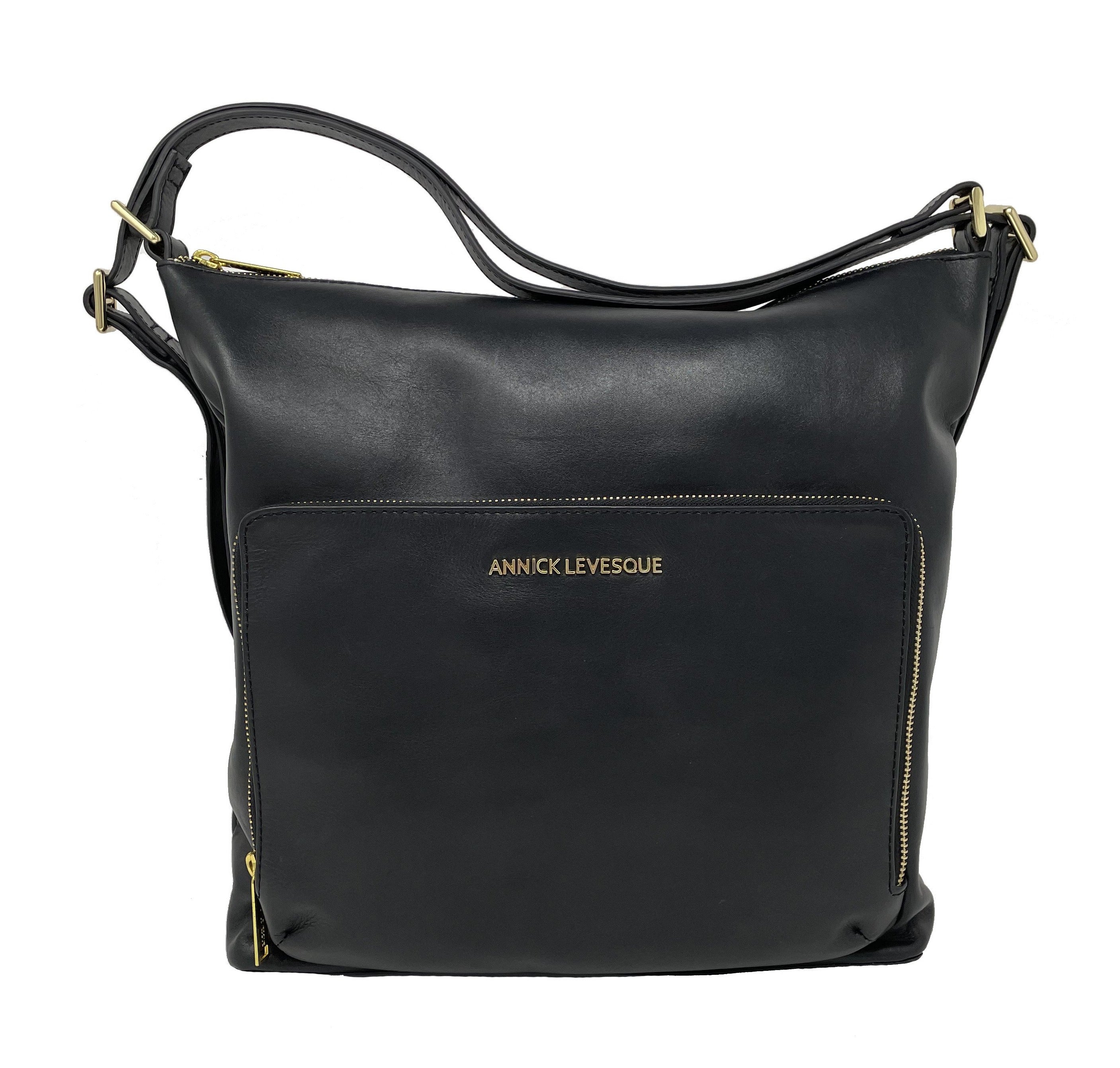 Sac à main en Cuir véritable Transformable Noir - Alexandra