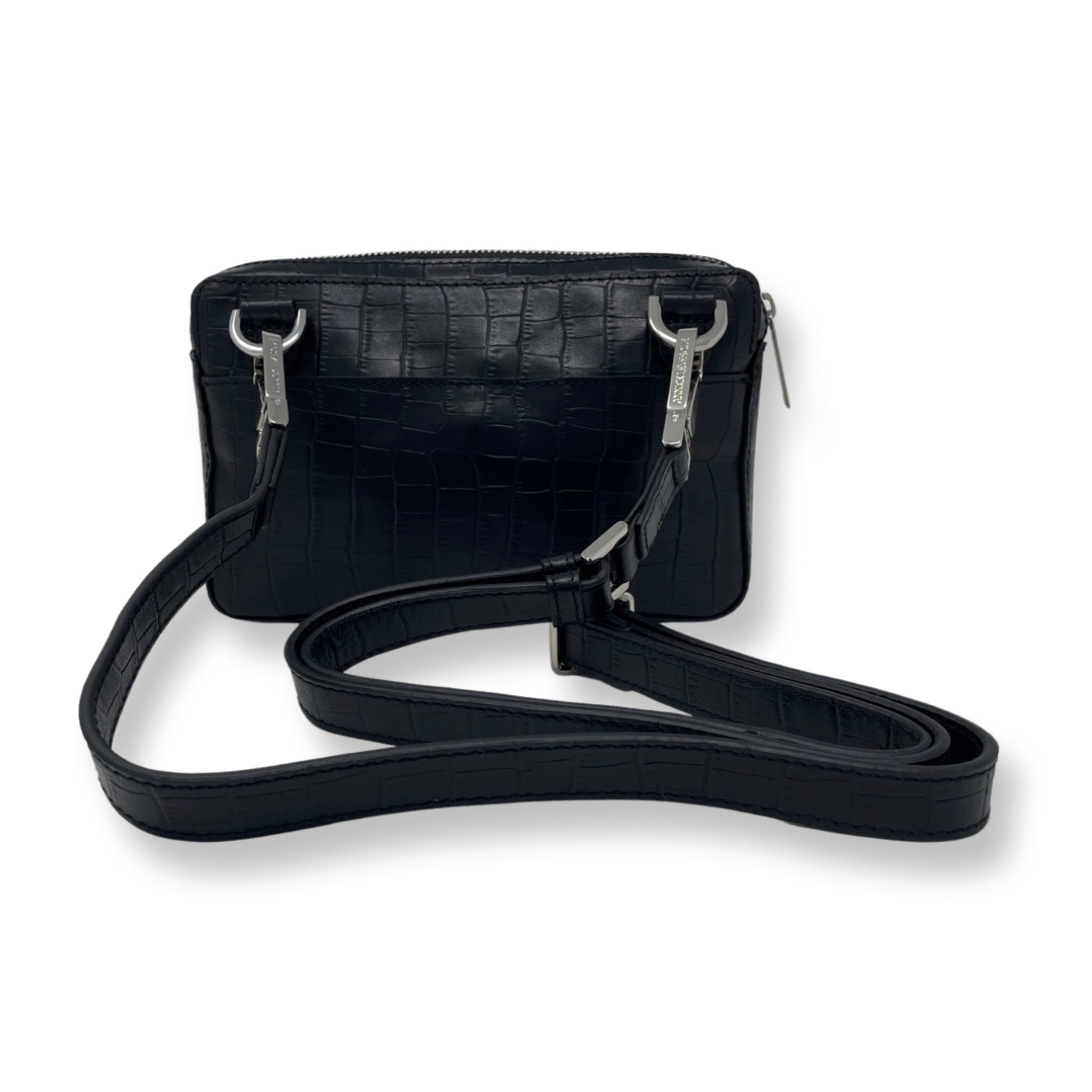 Petit sac bandoulière en Cuir Annie, Noir embossé