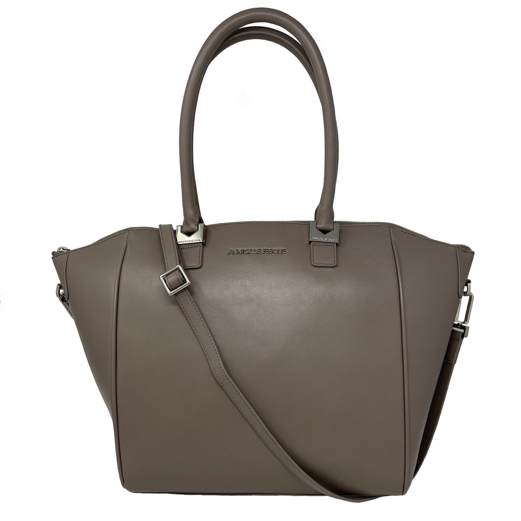 Grand Sac à Main en Cuir Taupe | Mona