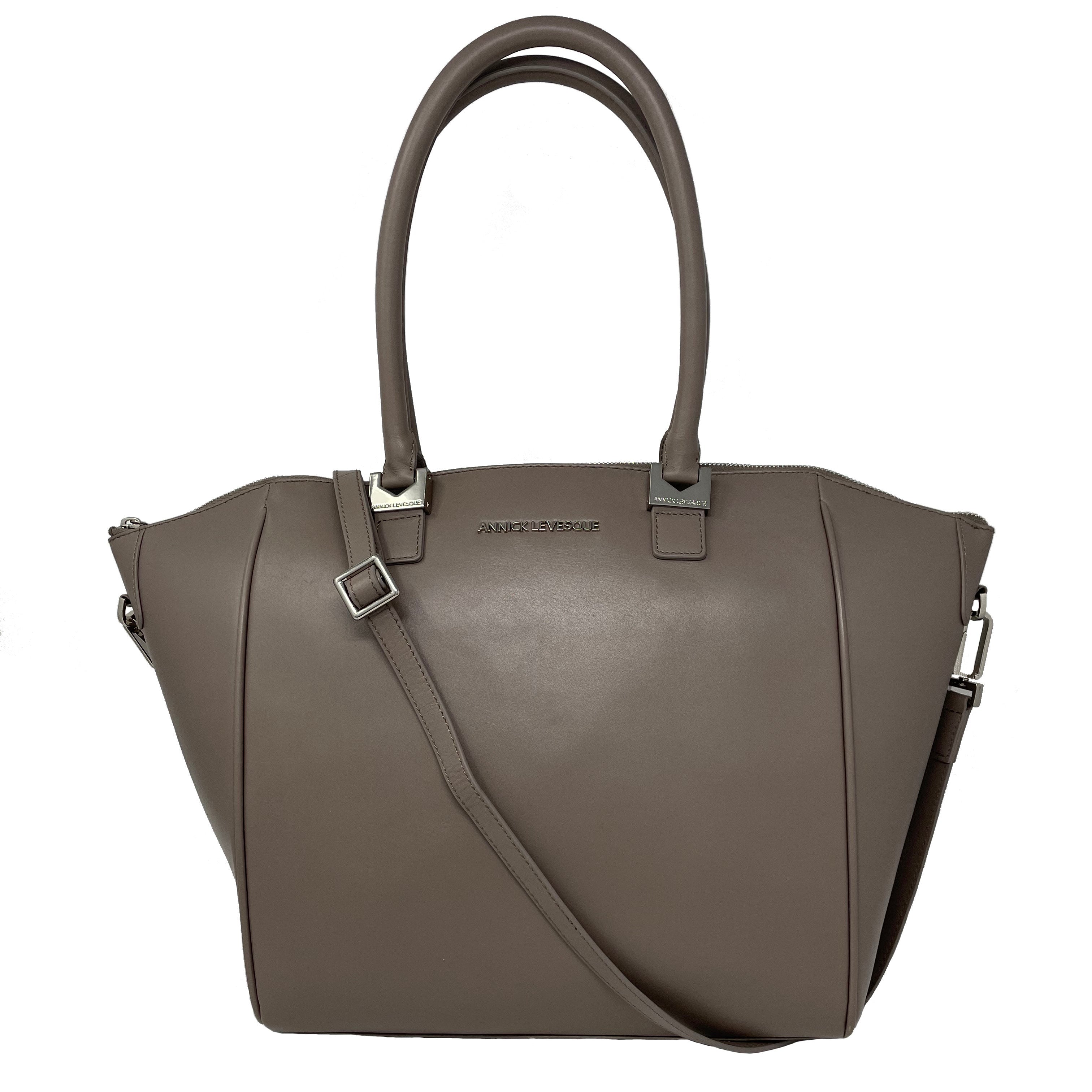 Grand Sac à Main en Cuir Taupe | Mona