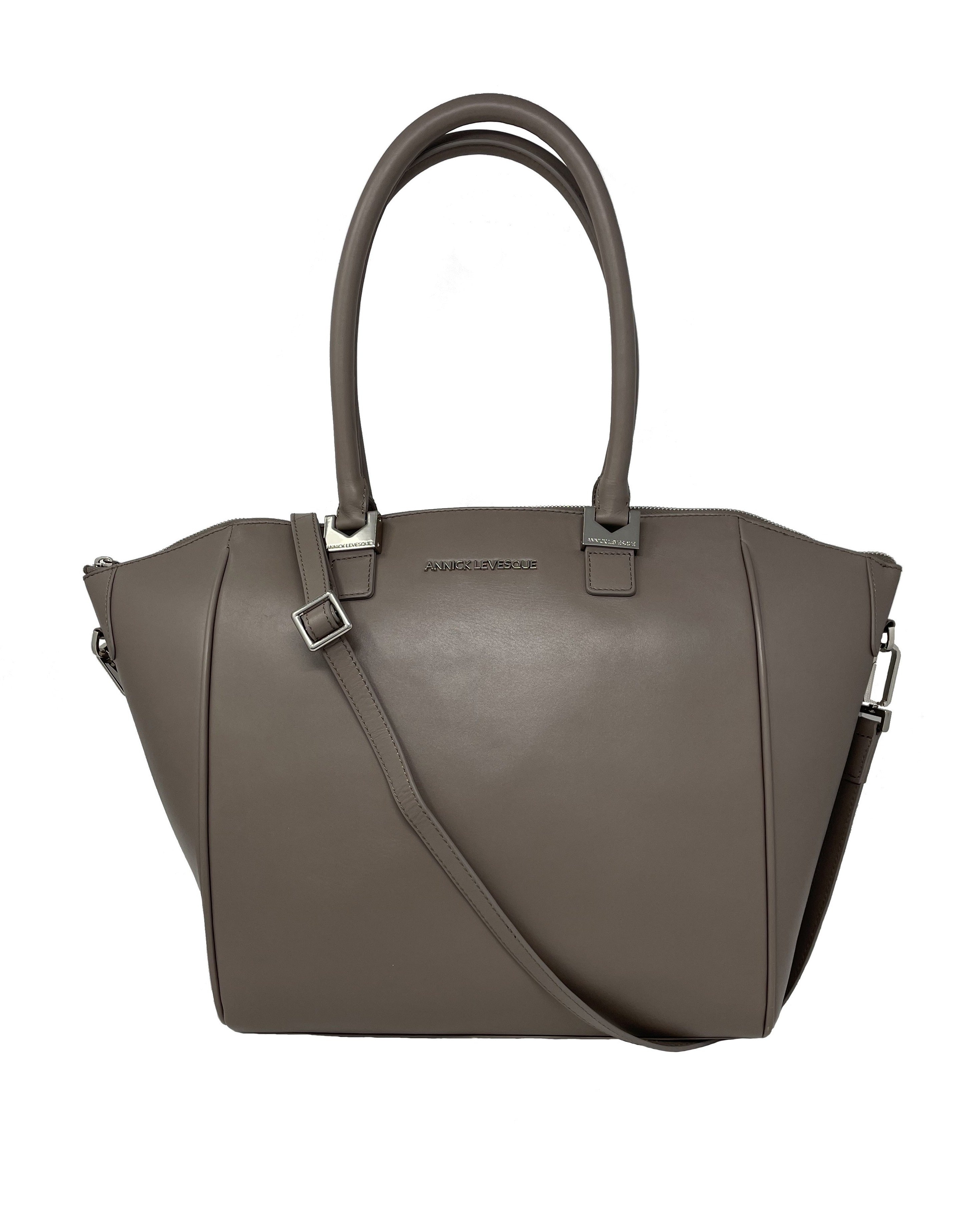 Sac à Main en Cuir taupe | Mona moyen