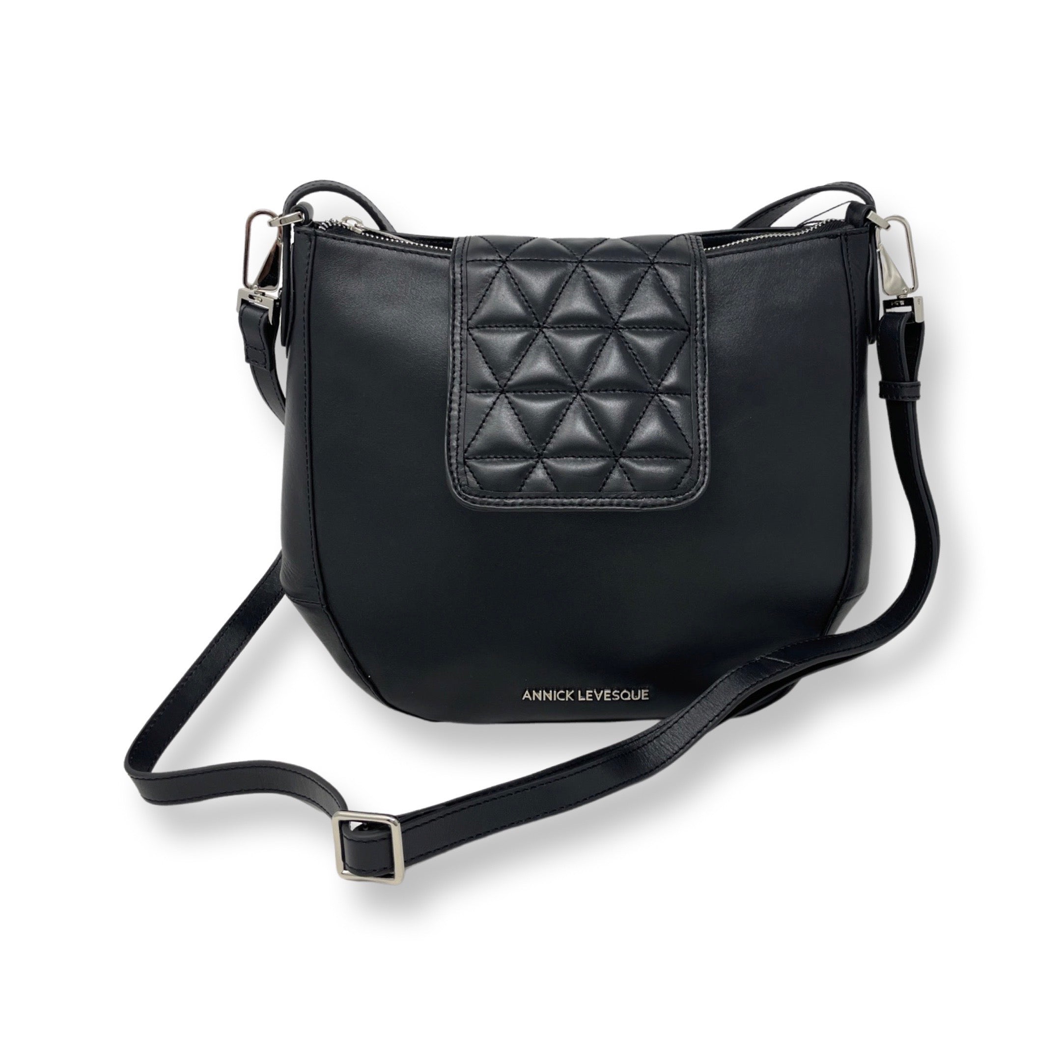 Sac à main en Cuir Noir, 2-en-1, Isabelle