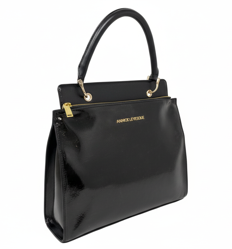 Sac à Main en Cuir Véritable Noir vernis, Chloé