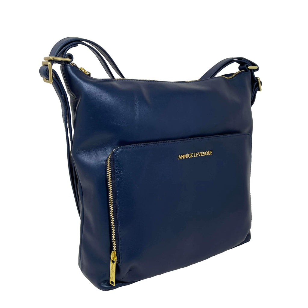 Sac à main en Cuir Transformable Bleu Marine, Alexandra