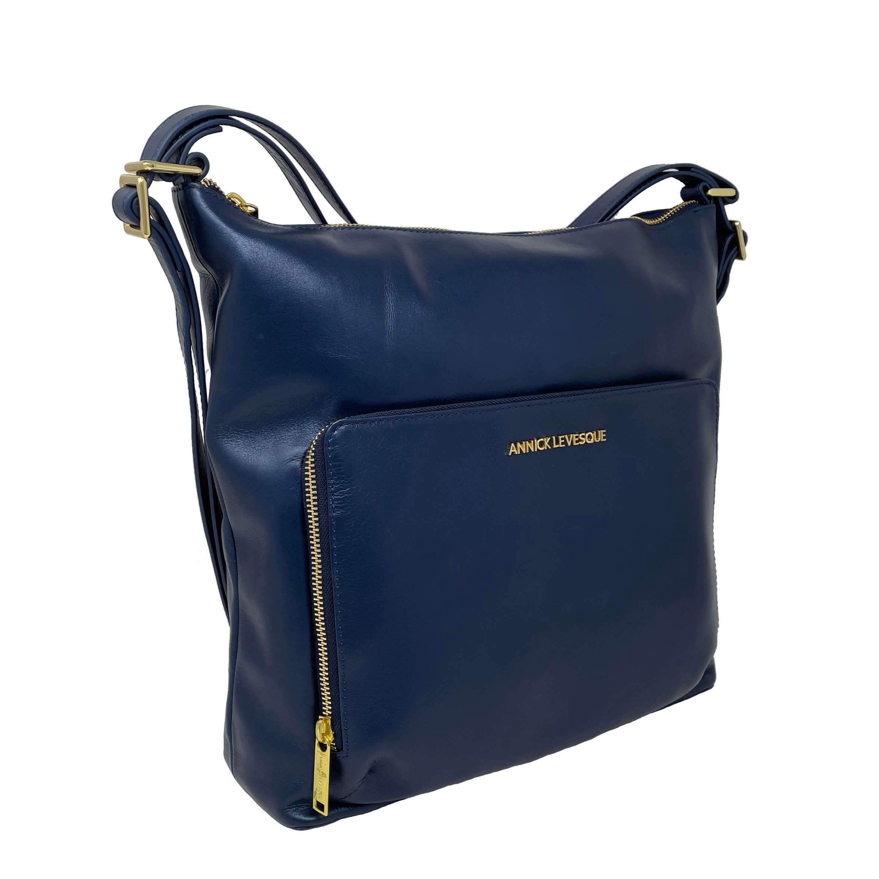 Sac à main en Cuir Transformable Bleu Marine, Alexandra