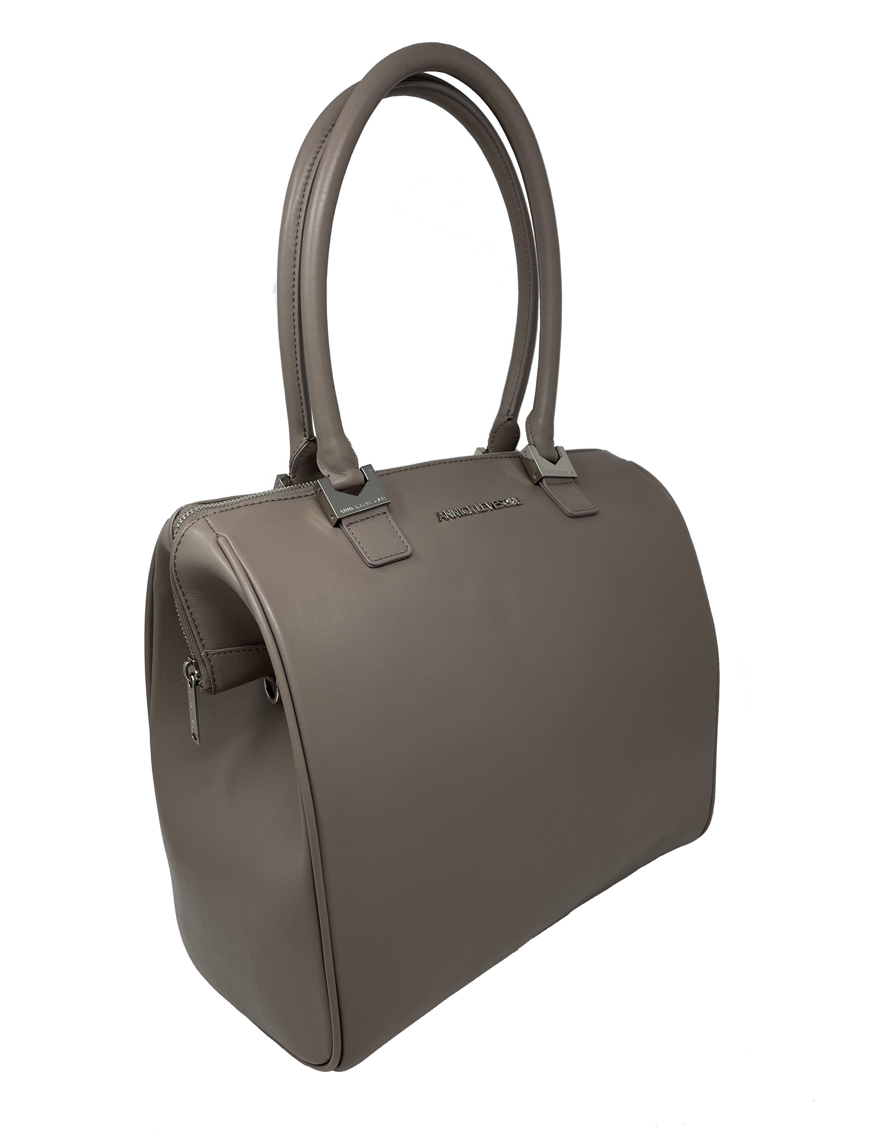 Grand Sac à Main en Cuir Taupe | Mona