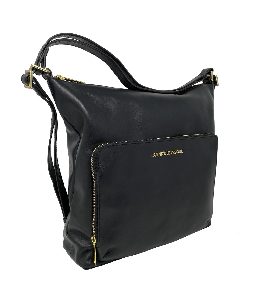 Sac à main en Cuir véritable Transformable Noir - Alexandra