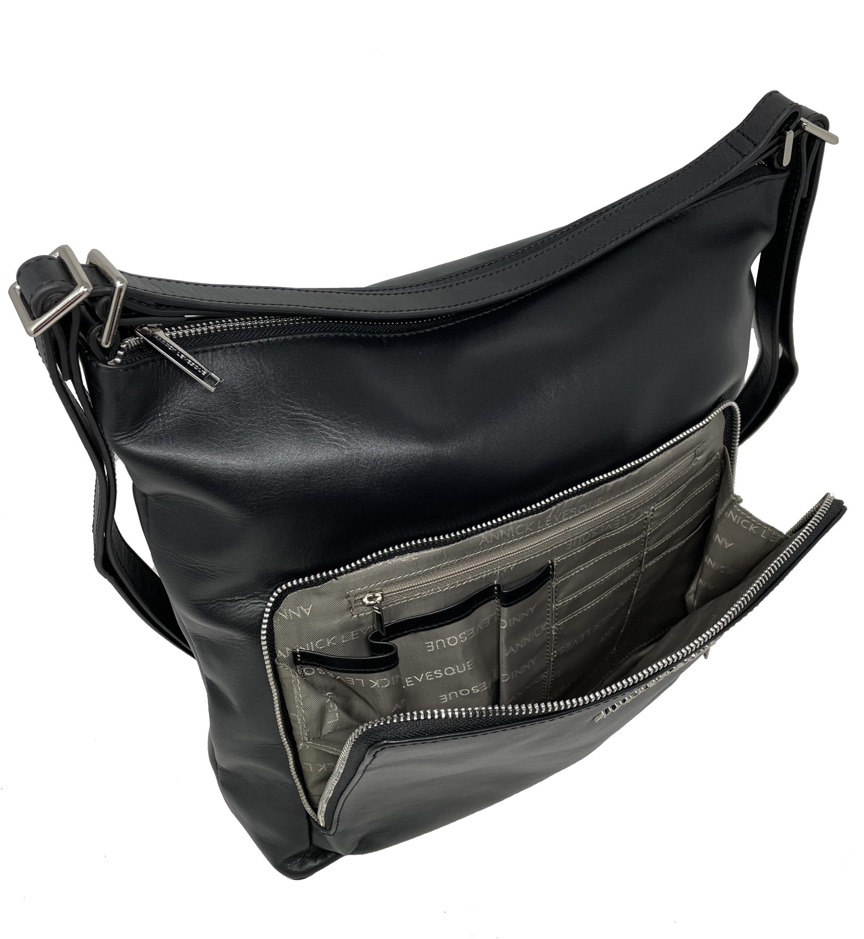 Sac à main en Cuir véritable Transformable Noir - Alexandra