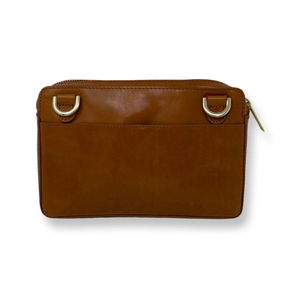 Petit sac bandoulière en cuir cognac - Annie