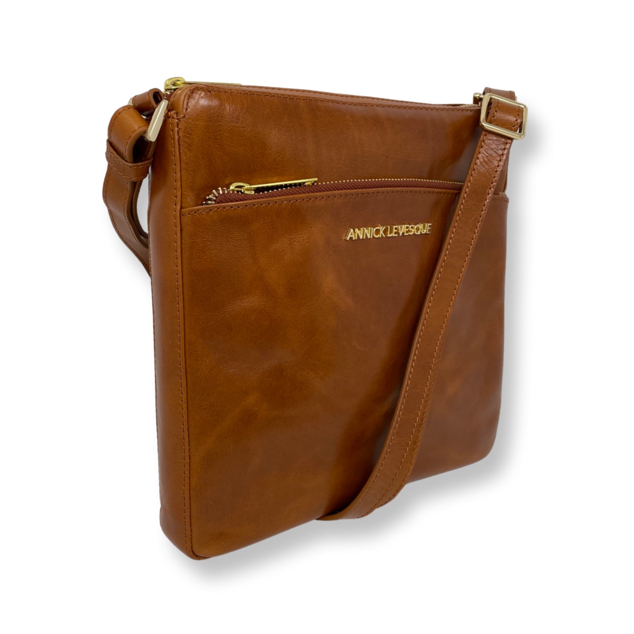 Sac à Bandoulière en cuir Cognac | Gisèle - PRÉCOMMANDE