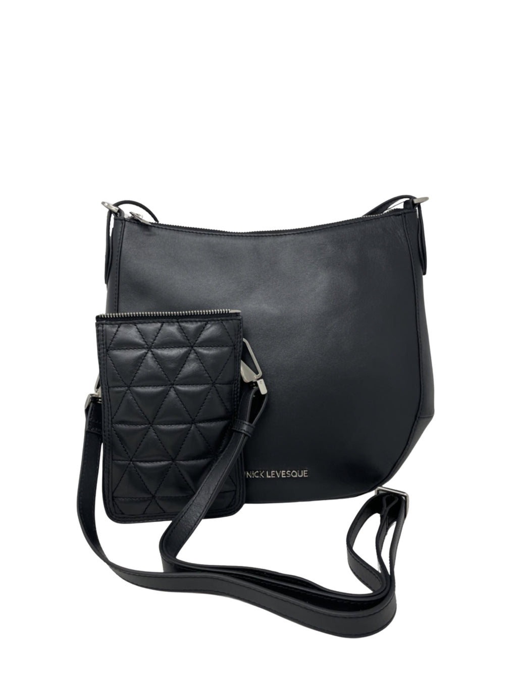 Sac à main en Cuir Noir, 2-en-1, Isabelle