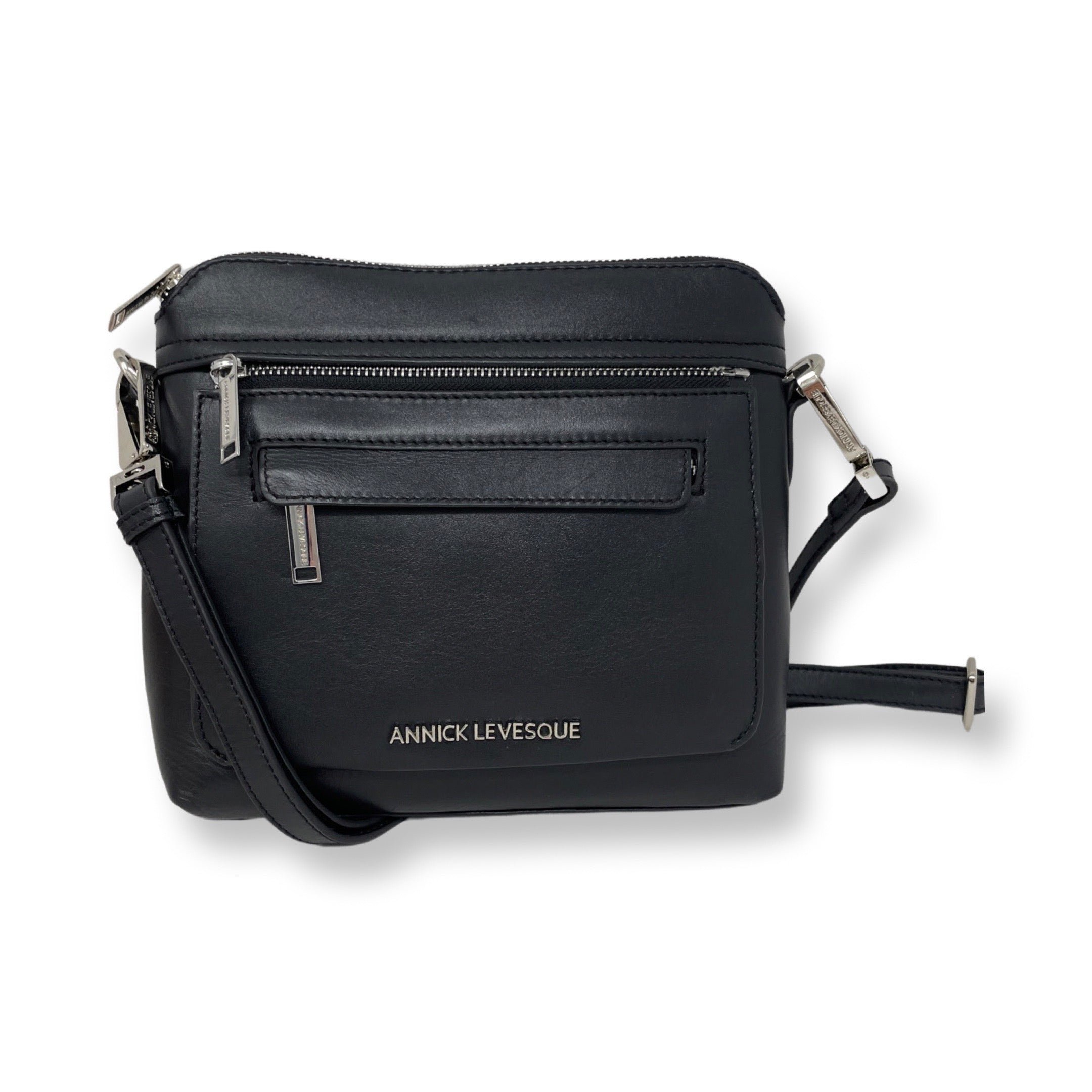 Petit sac à bandoulière en cuir noir - Brigitte - PRÉCOMMANDE