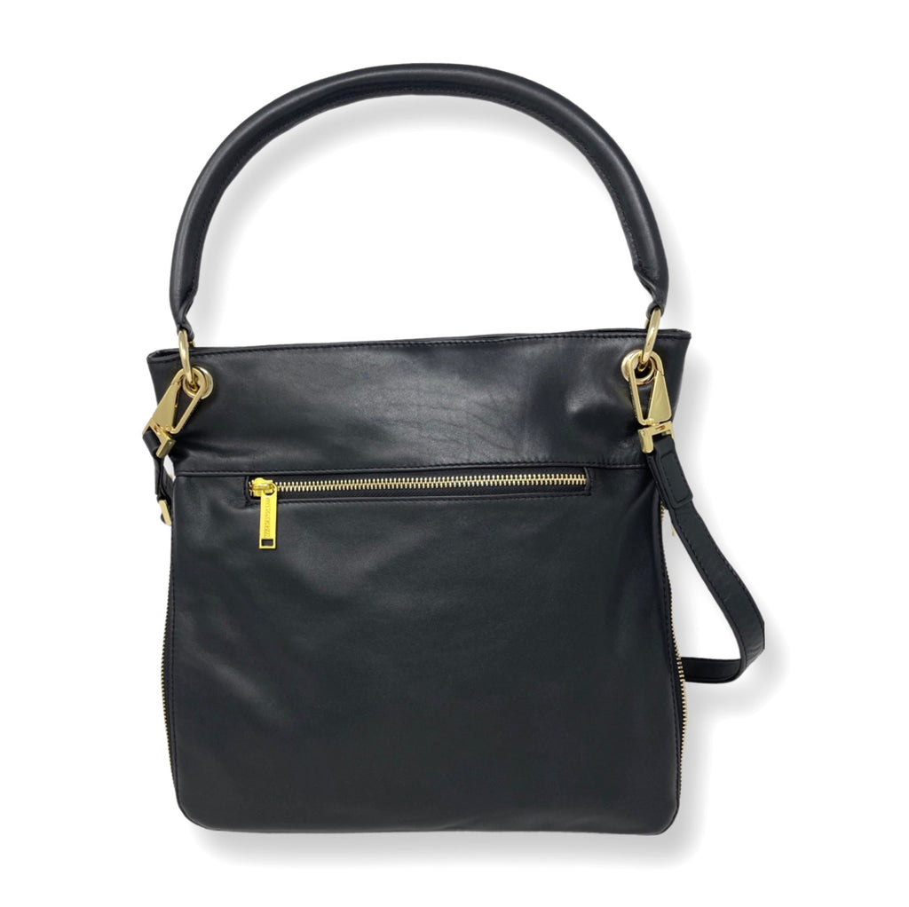 Sac à main en Cuir Véritable Noir, Amélie
