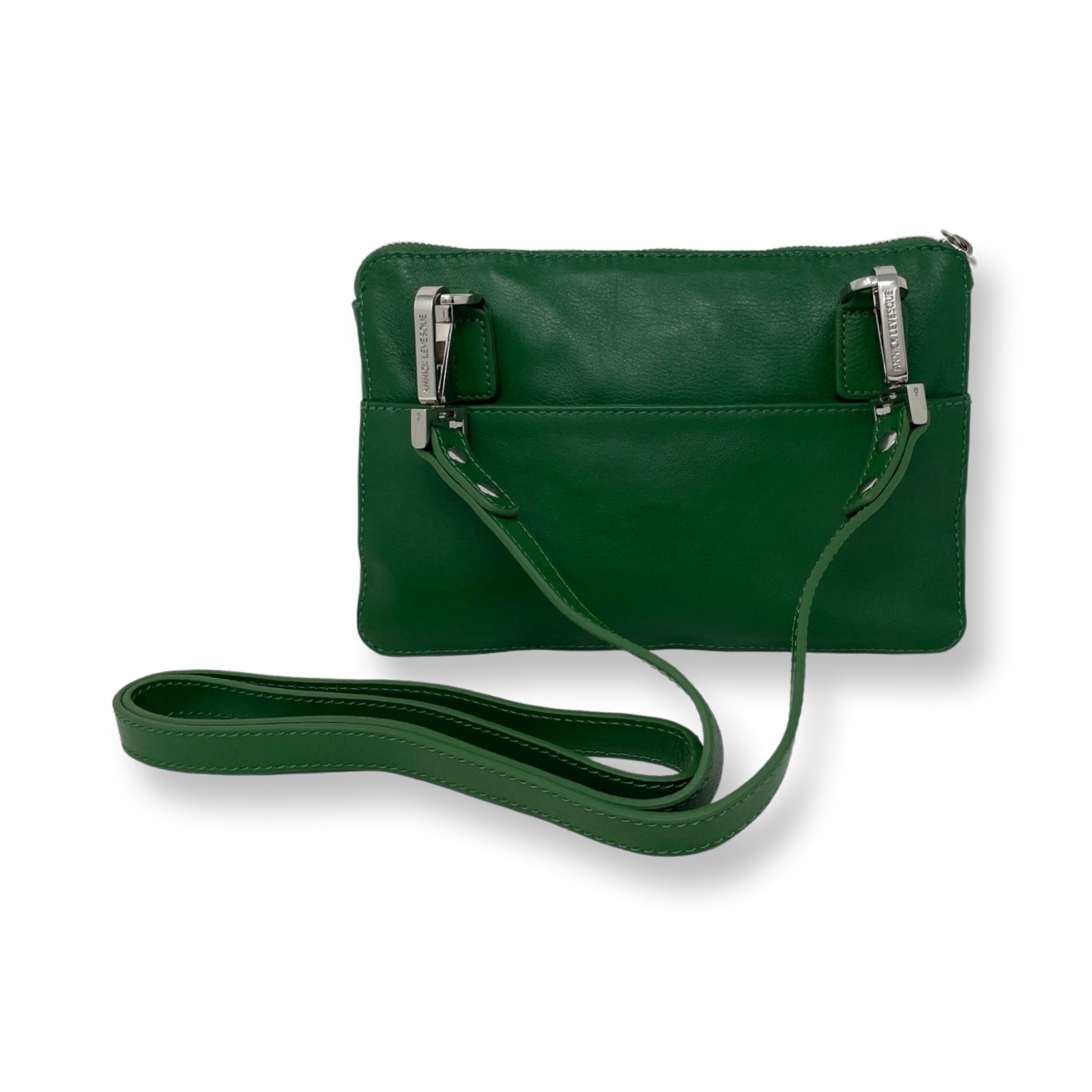 Petit sac bandoulière portefeuille cuir vert - Carmen