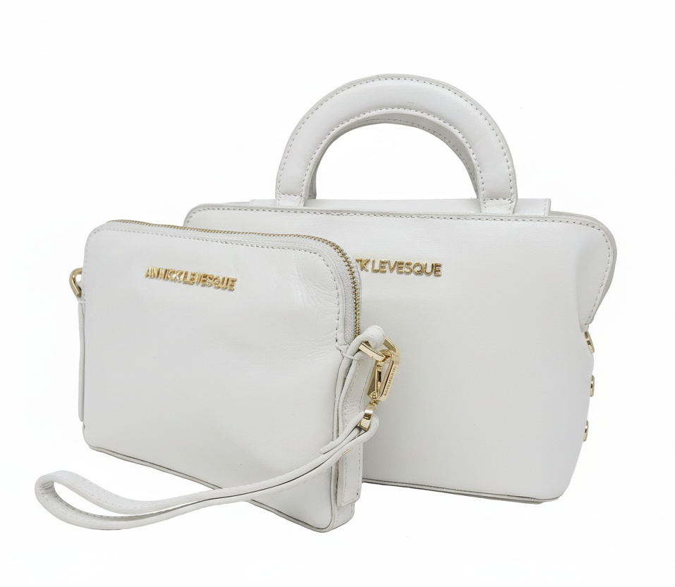 Petit sac à main deux en un, blanc | Clarence