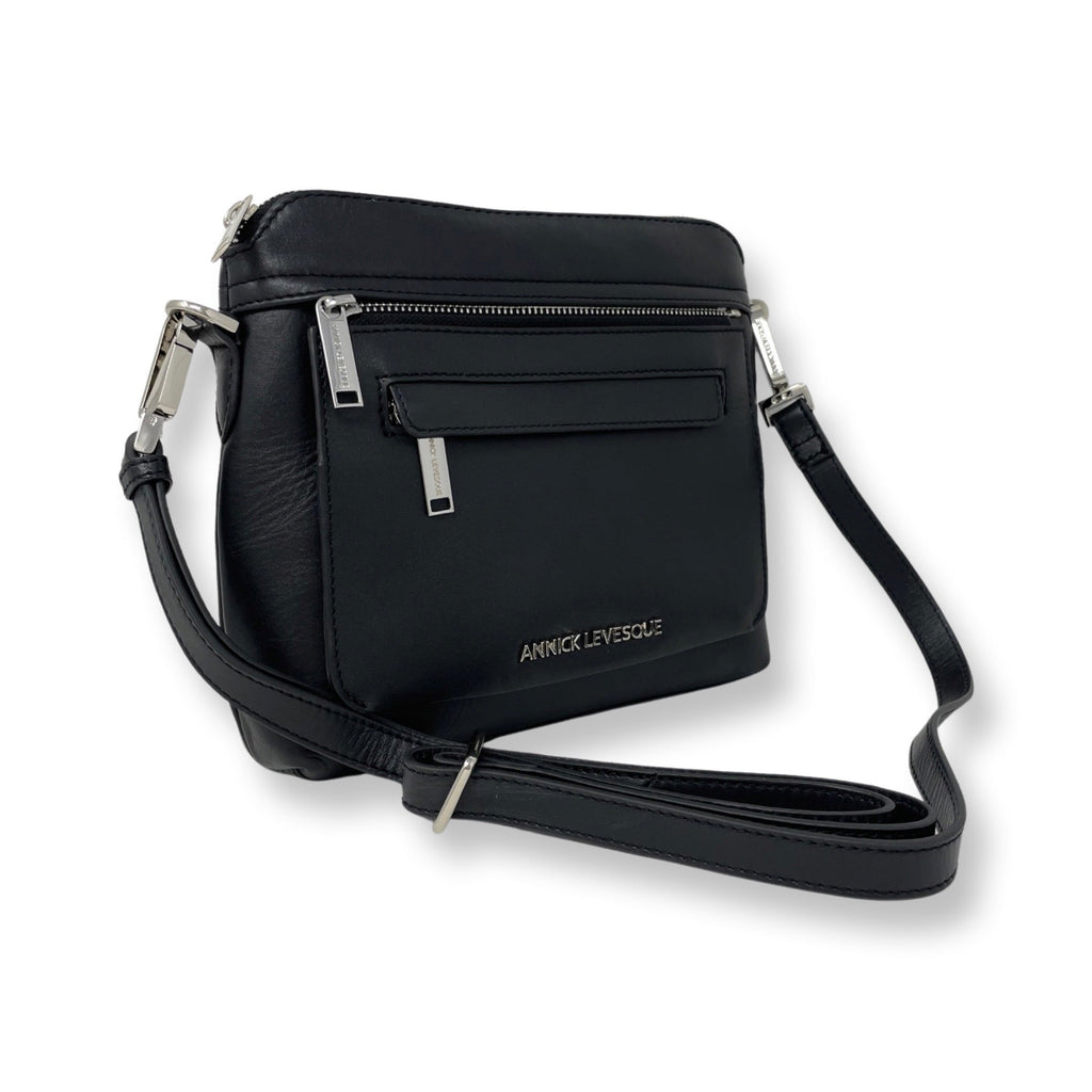 Petit sac à bandoulière en cuir noir - Brigitte - PRÉCOMMANDE