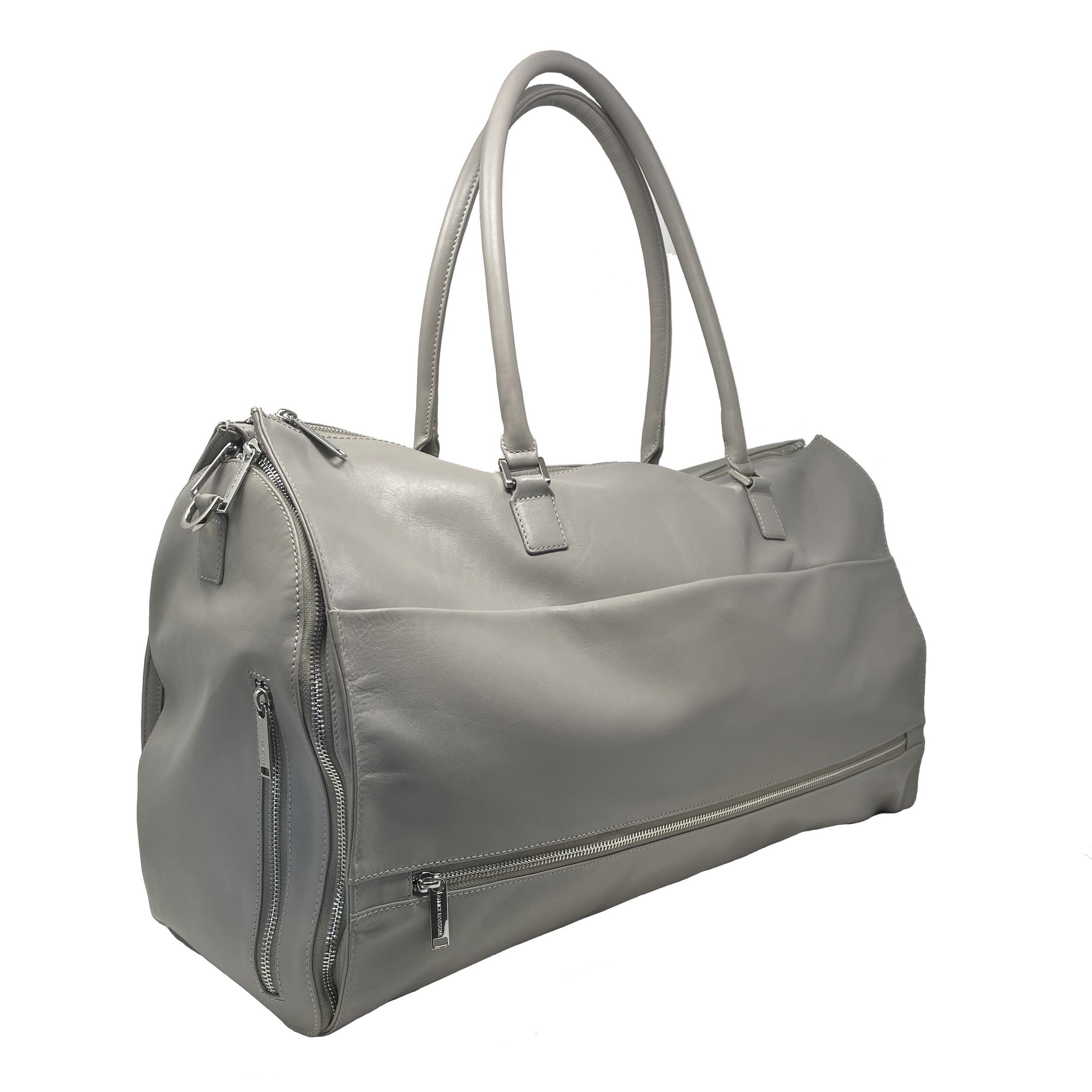 Grand Sac de Voyage-Housse en Cuir Véritable Gris, Frederick