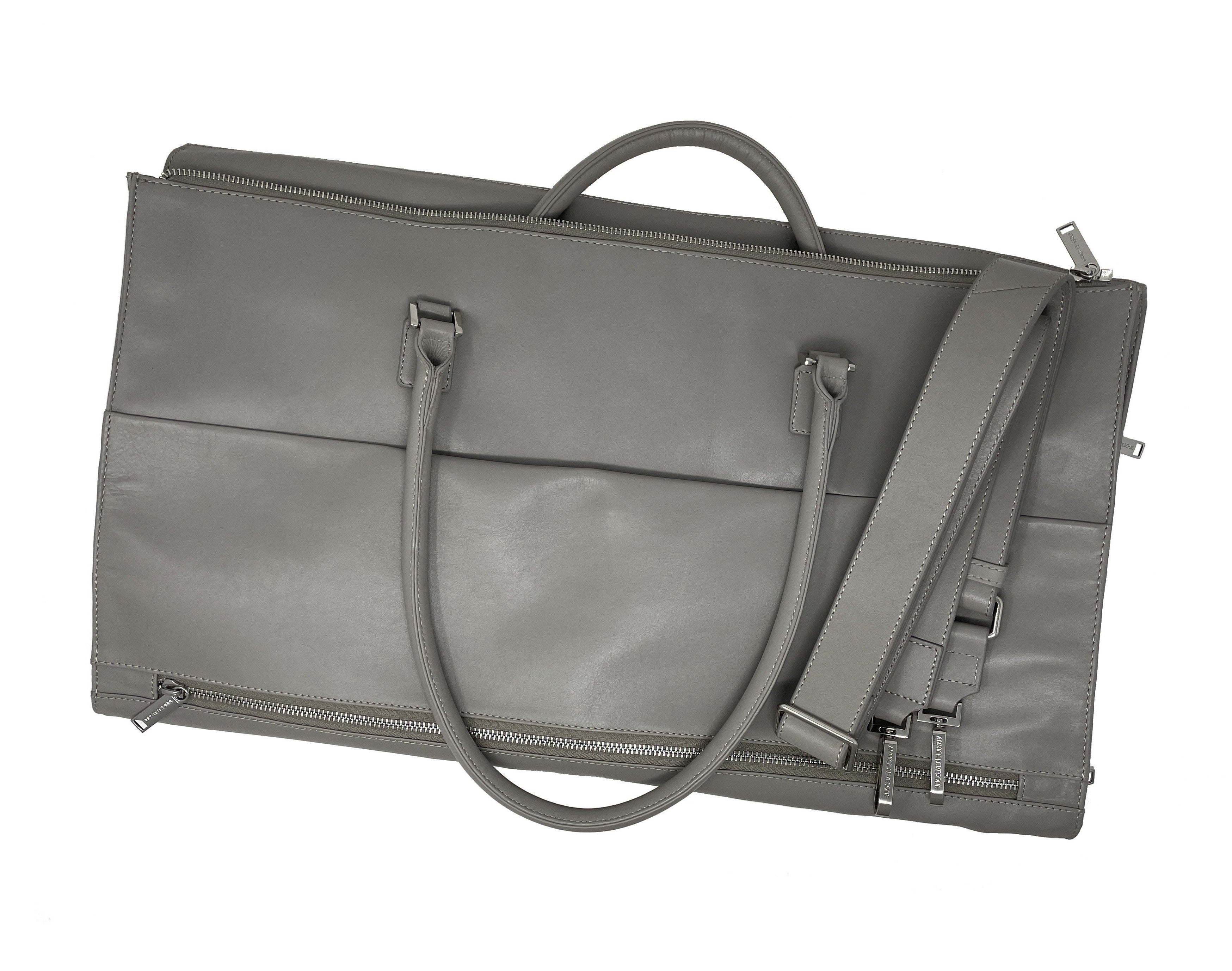 Grand Sac de Voyage-Housse en Cuir Véritable Gris, Frederick