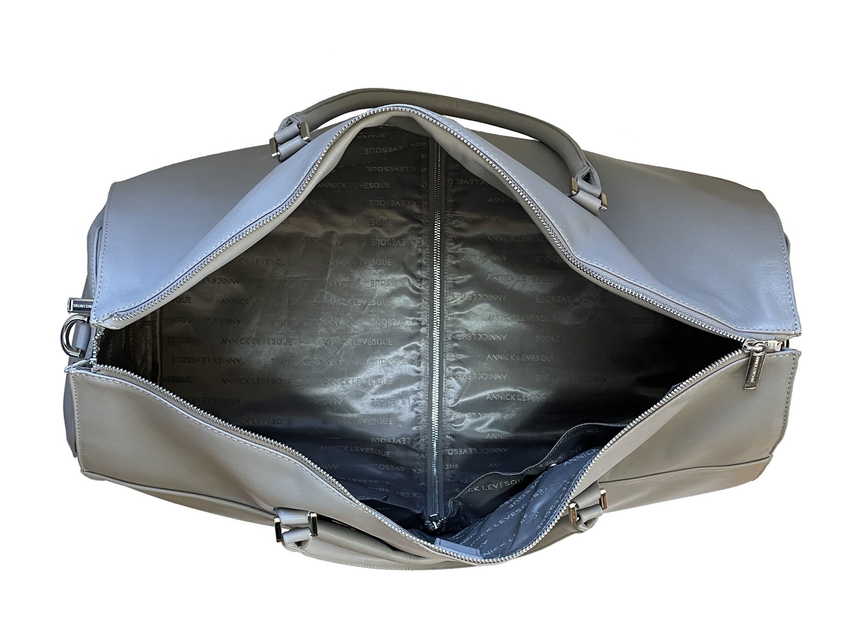 Grand Sac de Voyage-Housse en Cuir Véritable Gris, Frederick
