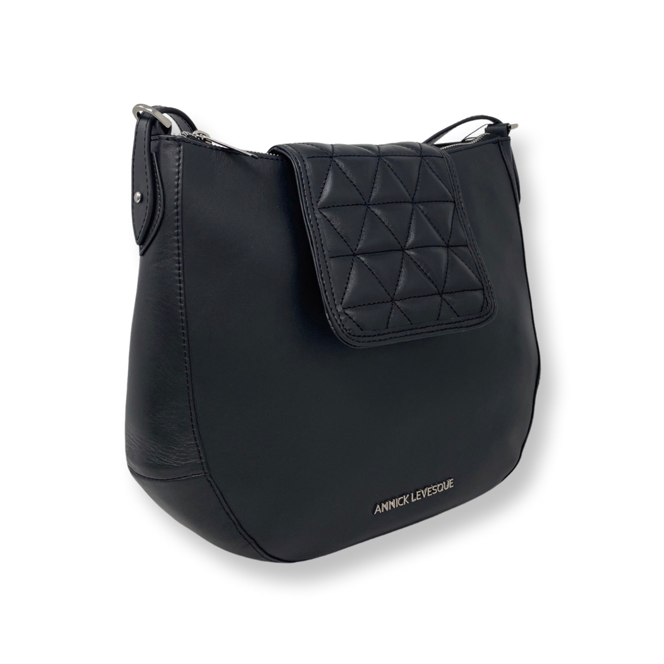 Sac à main en Cuir Noir, 2-en-1, Isabelle