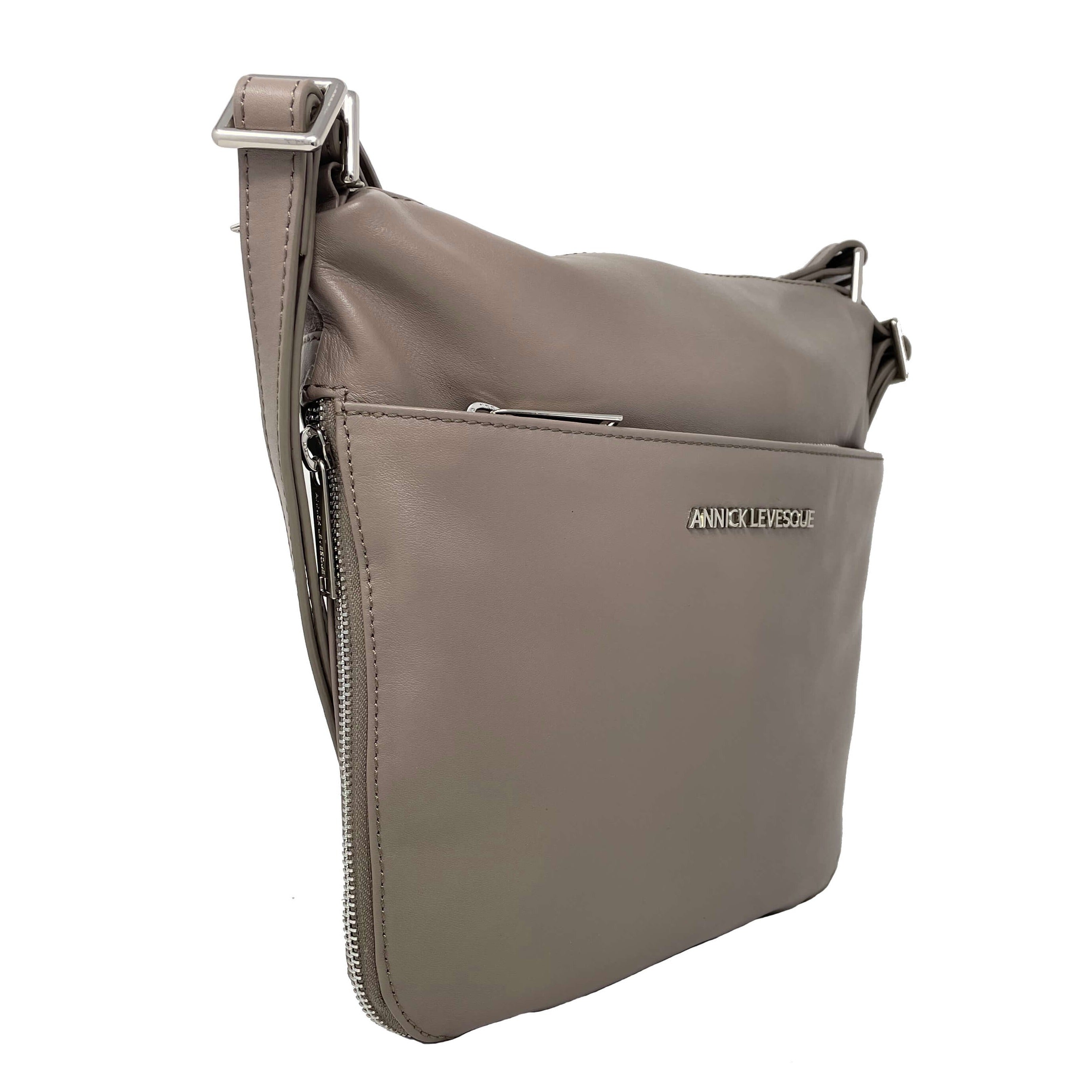 Sac à main transformable en Cuir Véritable Taupe, Josée