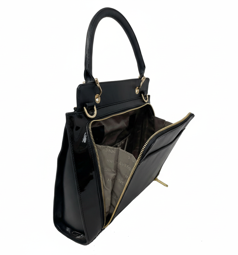 Sac à Main en Cuir Véritable Noir vernis, Chloé
