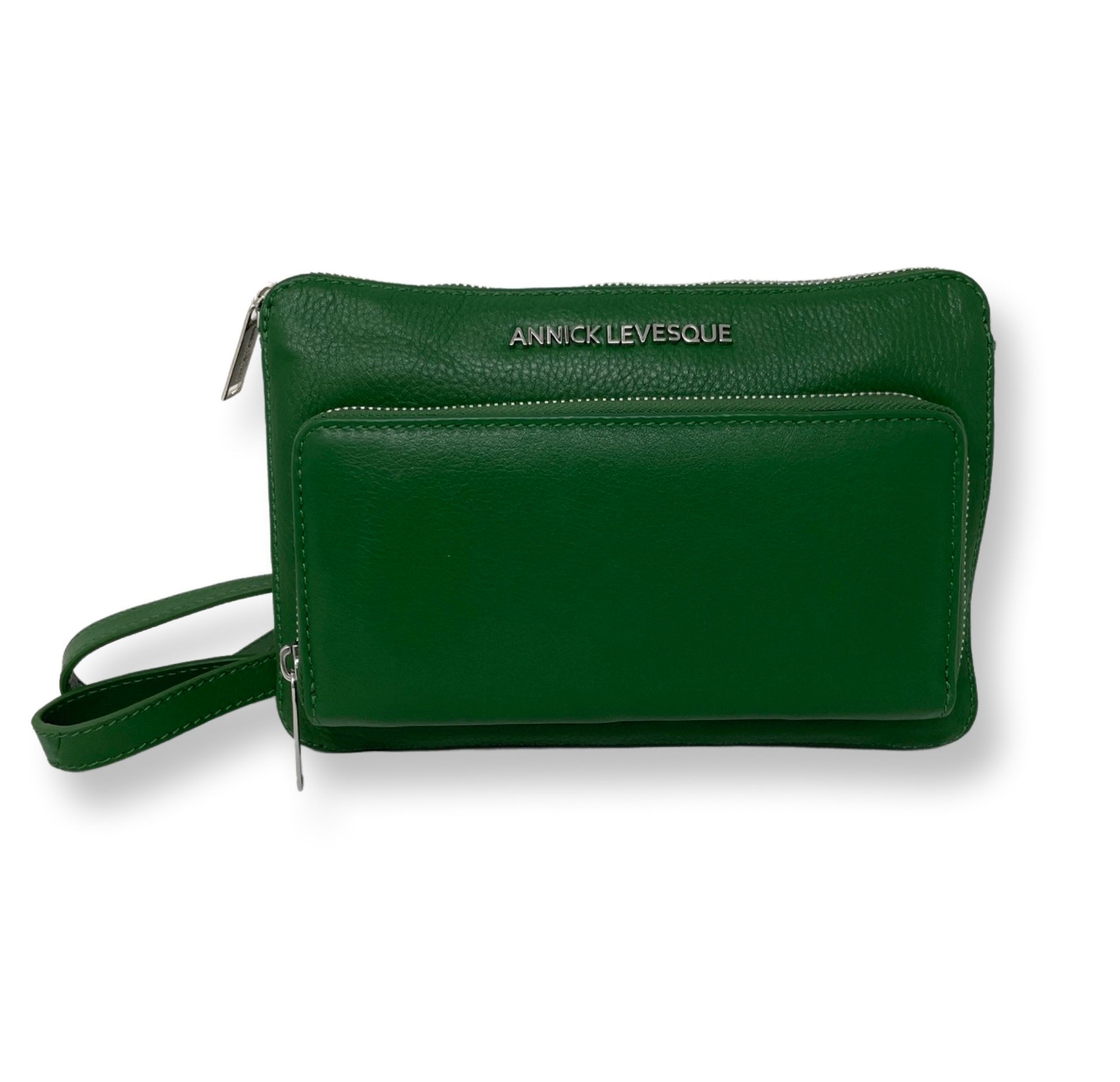 Petit sac bandoulière portefeuille cuir vert - Carmen