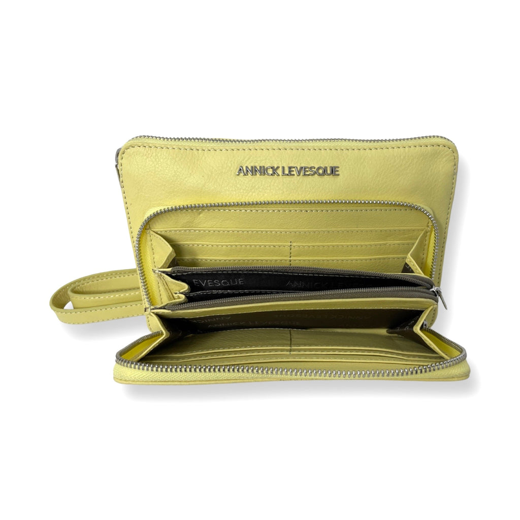 Petit Sac Portefeuille en cuir Véritable Jaune, Carmen